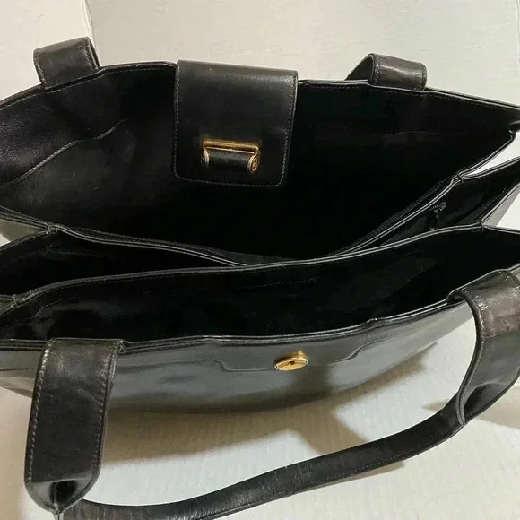 Gucci vintage black leather satchel handbag - Picture 11 of 15